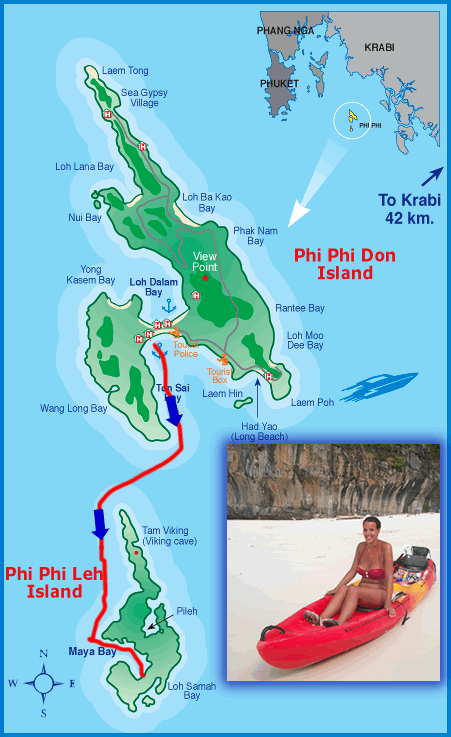 Our route from Ton Sai Bay- Maya Bay