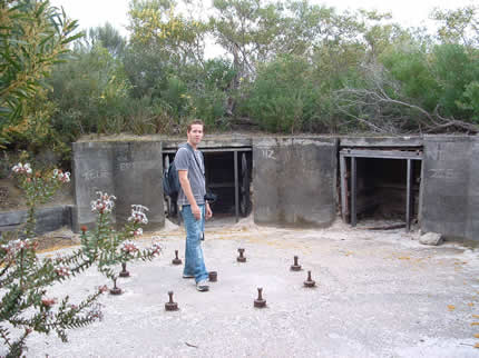 Paul in a WWII Gun Pit