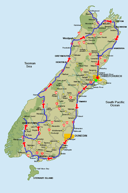 Route we took on the South Island