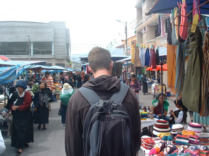 Paul walking around Otavalo Market