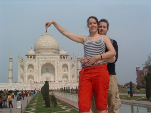 Ruth and Paul outside the Taj Mahal