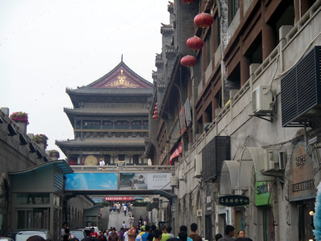 Walking up to the drum tower